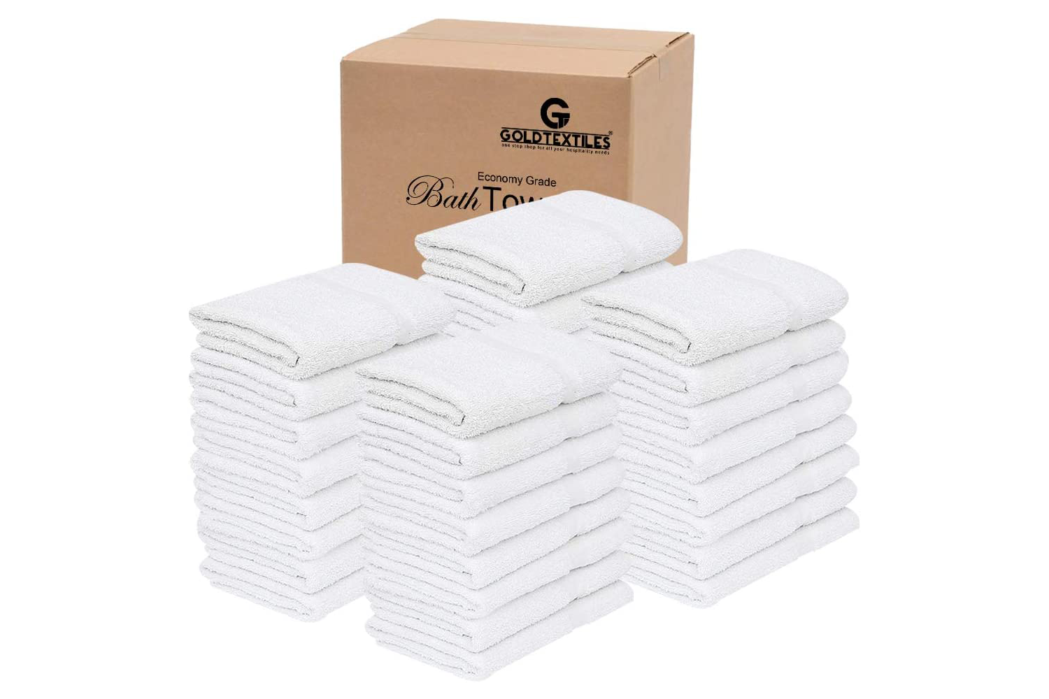 Economy Bulk Bath Towels | 60 Per Case | Multiple Sizes