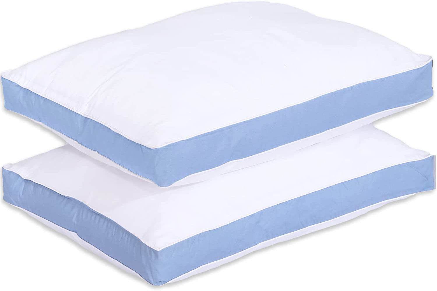 Utopia Bedding Gusseted Pillow (2-Pack) Premium Quality Bed Pillows - Side Back Sleepers - Blue Gusset - King - 18 x 36 Inches