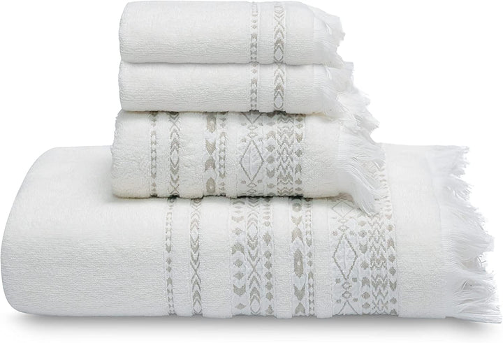 GOLD TEXTILES Fantasy Collection Premium Bathroom Towel Set Bath Towel (27x54) - Hand Towel (16x30) 2 washcloths (13x13)