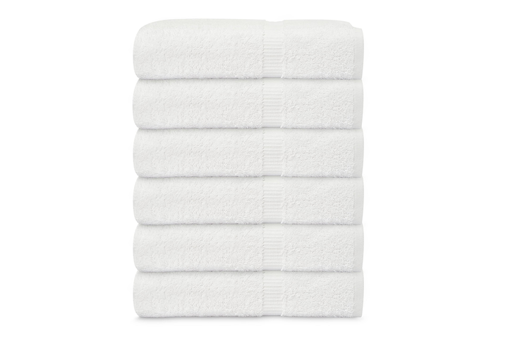 GOLD TEXTILES 24 toallas de mano blancas (15 x 25 pulgadas) para hotel,  mezcla de algodón, peso ligero, de secado rápido