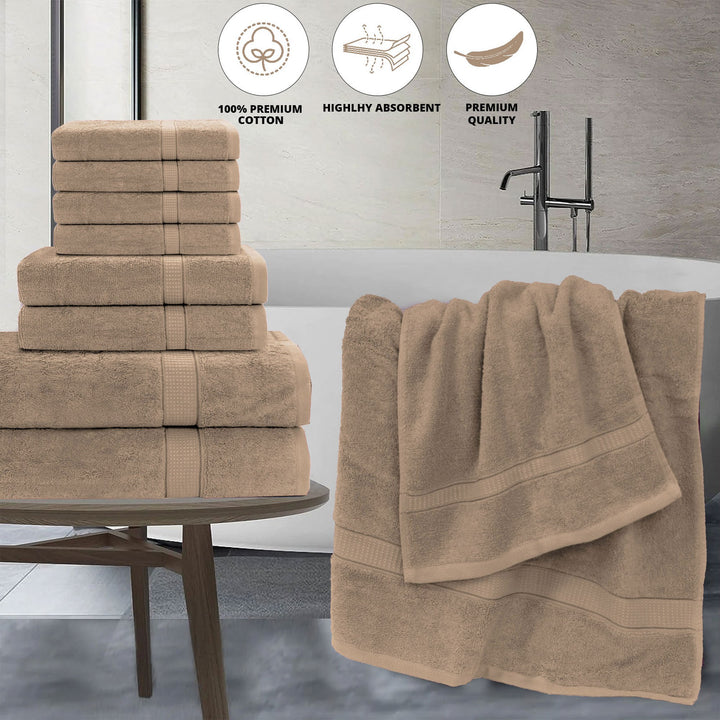 Gold Textiles 10 Piece Towel Set | towel set | bath towel set | hotel towel Set | 100% cotton bath towels | plush bath towels |