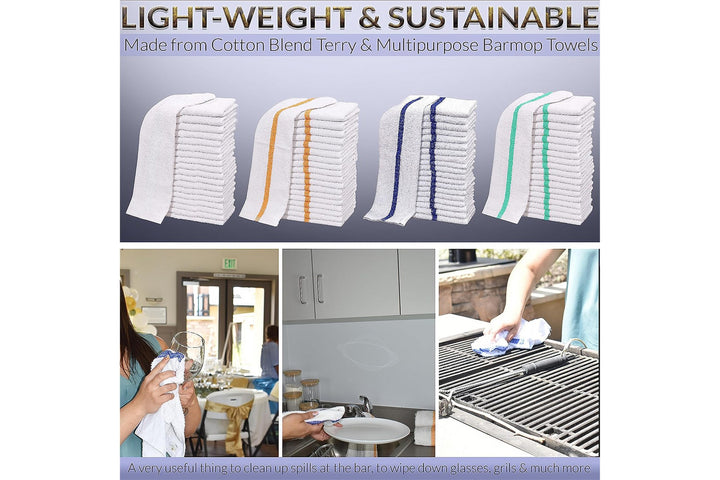 Atlas Cotton Bar Mops Kitchen Towels, GREEN Stripe, 100% Cotton, Eco-F –  Ameritex Linen