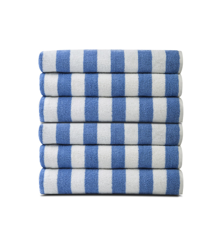 Gold Textiles Pack of 12 Pool Towels Blue Stripes ( 30x66 Inch) 15 lb/dz