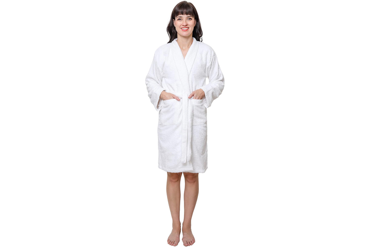 GOLD TEXTILES Premium Terry Cloth Robes for Women Lightweight Bathrobe, Adjustable Towel Robe Belt with Collar