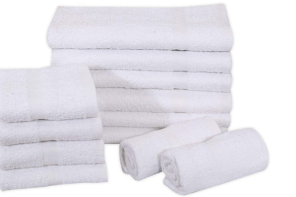 120 Bulk Pack New White ( 16x27 Inch ) Cotton Blend Economy Hand-Towels Salon-Towels Gym-Towels Best for Kitchen,Janitorial,Home use Towels