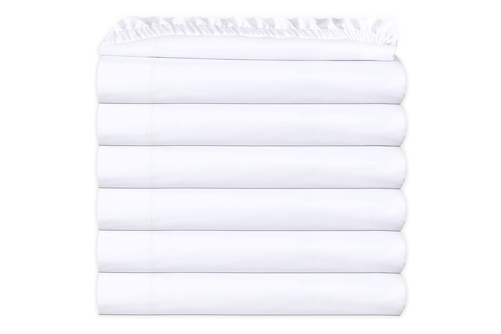 GOLD TEXTILES 24 Pack Fitted Sheet Bright White T-200 Percale Hotel Linen, Soft and Comfortable